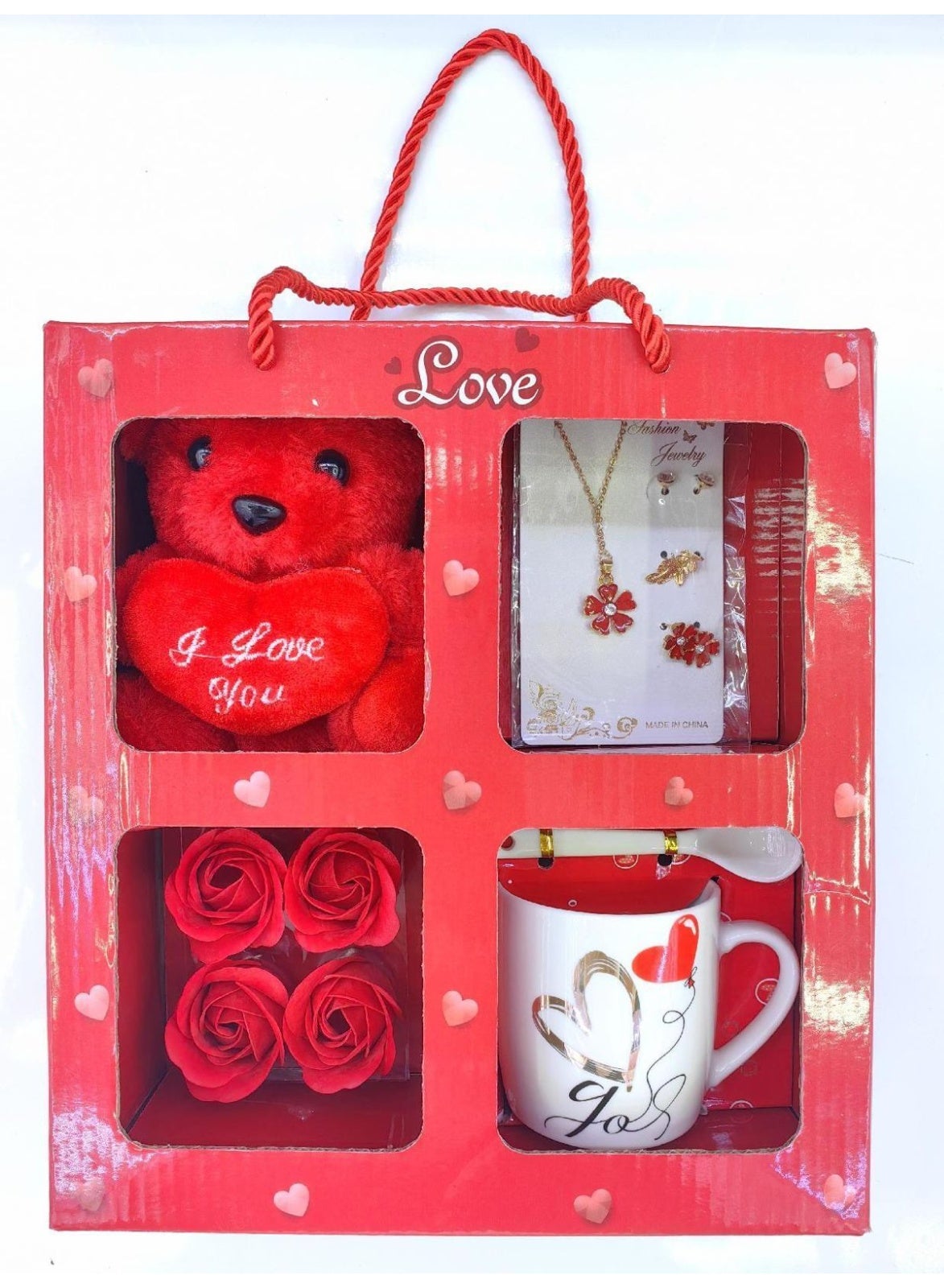 Home Smart Valentine’s Day Gift Set – 200ML Love Mug with Rose, Teddy Bear & Jewelry Ideal Gift for friend, Wife, Husband Perfect for Valentine, Anniversary & Birthday